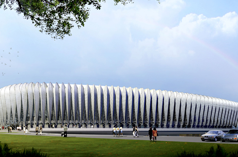 ”济南奥林匹克游泳馆外景“